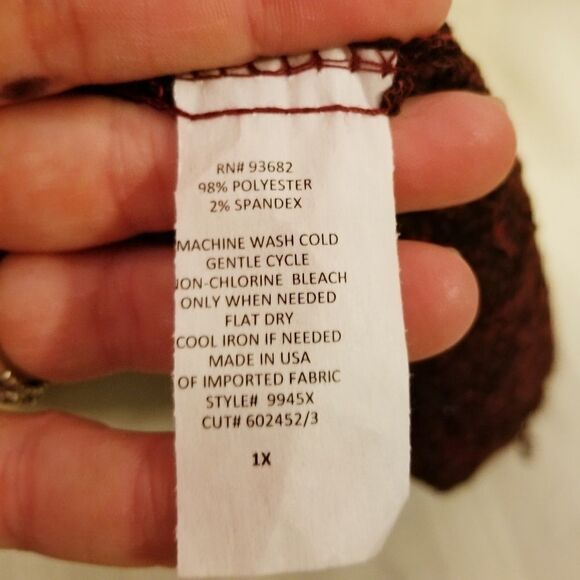 SWEATER SALE 3/$30 Forgotten Grace Burgundy Knit Long Cardigan Sz 1X - Picture 7 of 7